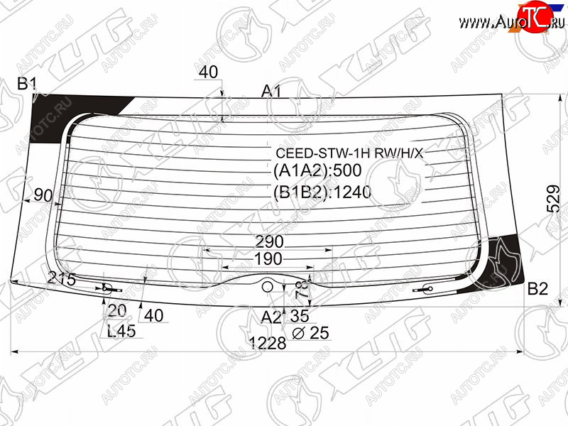 9 749 р. Стекло заднее (Цвет зеленый Обогрев 5D WGN) Kia Ceed 06-12 XYG CEED-STW-1H RW/H/X  с доставкой в г. Пермь
