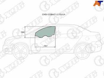 2 799 р. Стекло боковое опускное (Спереди Слева Цвет зеленый) Chevrolet Cobalt 13-  Ravon R4 16-20 XYG CHEV-COBALT-12 FD/LH  с доставкой в г. Пермь. Увеличить фотографию 2