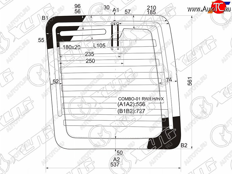 6 599 р. Стекло заднее (Цвет зеленый Обогрев) Opel Combo 01-11 XYG COMBO-01 RW/LH/H/X  с доставкой в г. Пермь