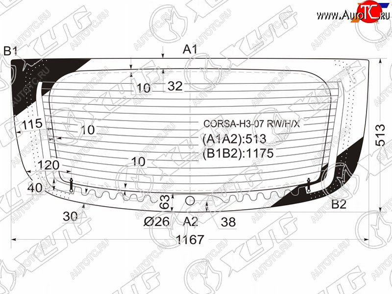 9 749 р. Стекло заднее (Цвет зеленый Обогрев 3D HBK) Opel Corsa 06-14 XYG CORSA-H3-07 RW/H/X  с доставкой в г. Пермь