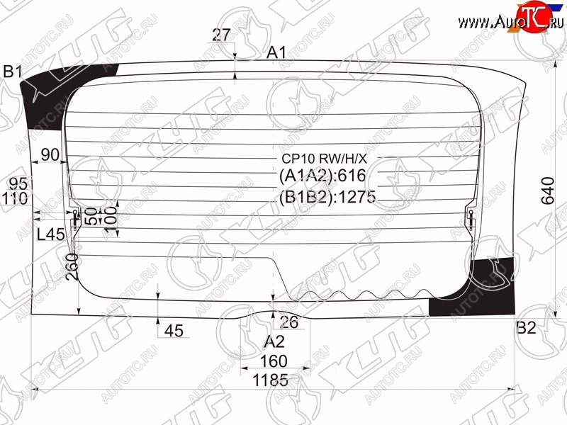 9 699 р. Стекло заднее (Цвет зеленый Обогрев) Toyota Funcargo 99-05  Yaris Verso 99-06 XYG CP10 RW/H/X  с доставкой в г. Пермь