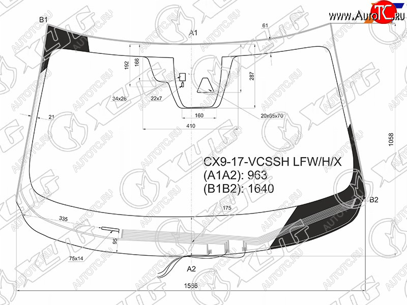 12 649 р. Стекло лобовое (Обогрев щеток Камера Датчик дождя Молдинг) Mazda CX-9 15-21 XYG CX9-17-VCSSH LFW/H/X  с доставкой в г. Пермь