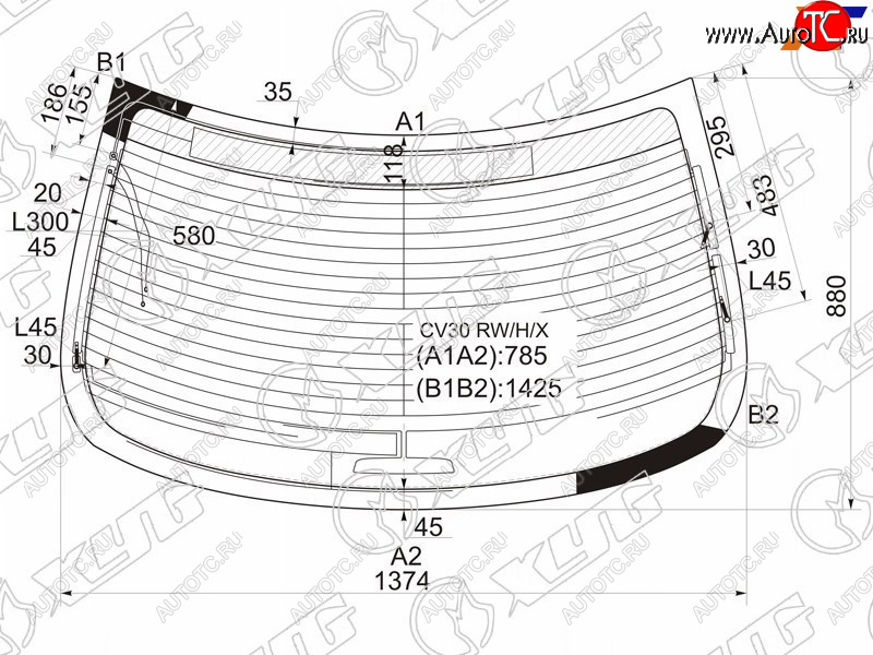 9 749 р. Стекло заднее (Цвет зеленый Обогрев Антенна) Lexus ES 01-06  Toyota Windom 01-06 XYG CV30 RW/H/X  с доставкой в г. Пермь