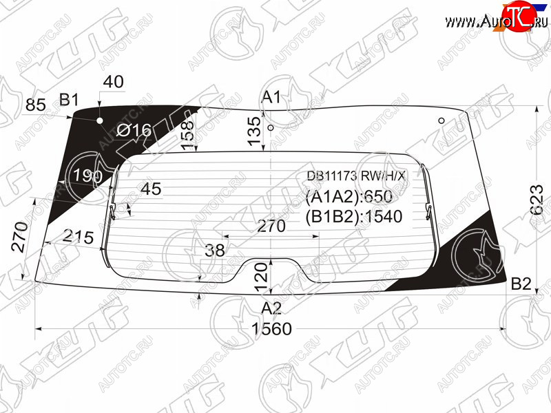 12 449 р. Стекло заднее (Цвет зеленый Обогрев) Chevrolet Tahoe 06-14  Cadillac Escalade 06-15  Chevrolet Su XYG DB11173 RW/H/X  с доставкой в г. Пермь