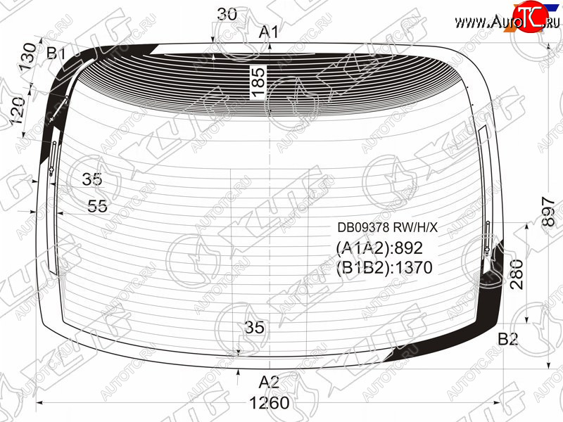 5 849 р. Стекло заднее (Цвет зеленый Обогрев Антенна) Chrysler 300M 98-04 XYG DB09378 RW/H/X  с доставкой в г. Пермь