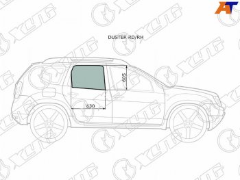 2 349 р. Стекло боковое опускное (Сзади Справа Цвет зеленый) Nissan Terrano 14-22  Renault Duster 10-21  XYG DUSTER RD/RH  с доставкой в г. Пермь. Увеличить фотографию 1