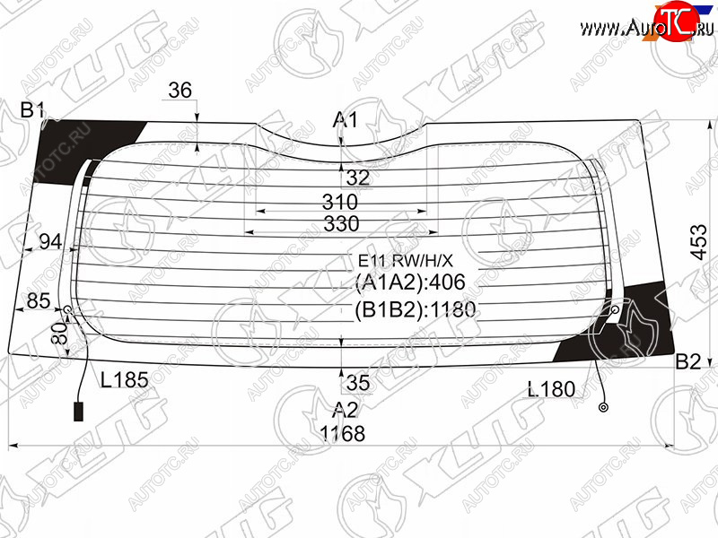4 649 р. Стекло заднее (Цвет зеленый Обогрев) Nissan Note 05-13 XYG E11 RW/H/X  с доставкой в г. Пермь