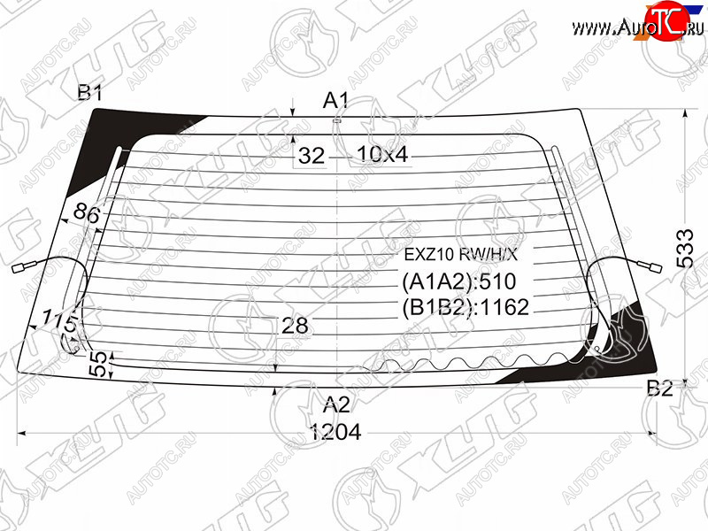 8 749 р. Стекло заднее (Цвет зеленый Обогрев) Toyota Raum 97-03 XYG EXZ10 RW/H/X  с доставкой в г. Пермь