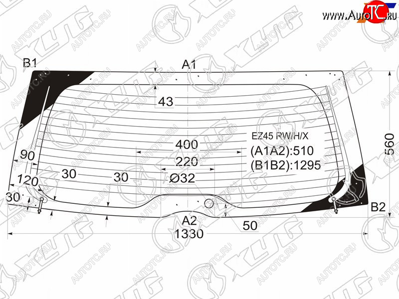 13 949 р. Стекло заднее (Цвет зеленый Обогрев) Mitsubishi Grandis 03-09 XYG EZ45 RW/H/X  с доставкой в г. Пермь