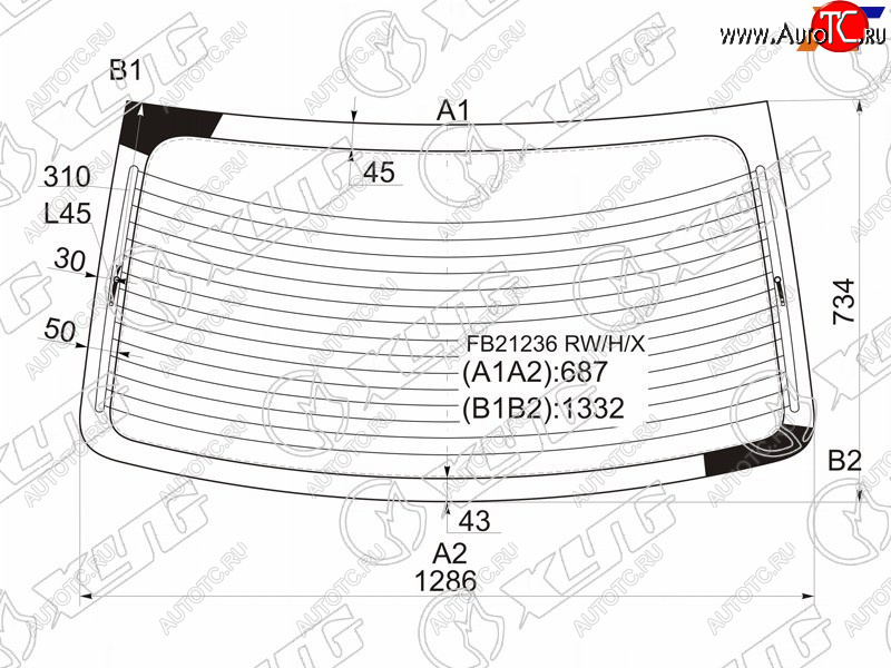 7 999 р. Стекло заднее (Цвет зеленый Обогрев) Hyundai Elantra 00-09  Avante 00-06 XYG FB21236 RW/H/X  с доставкой в г. Пермь