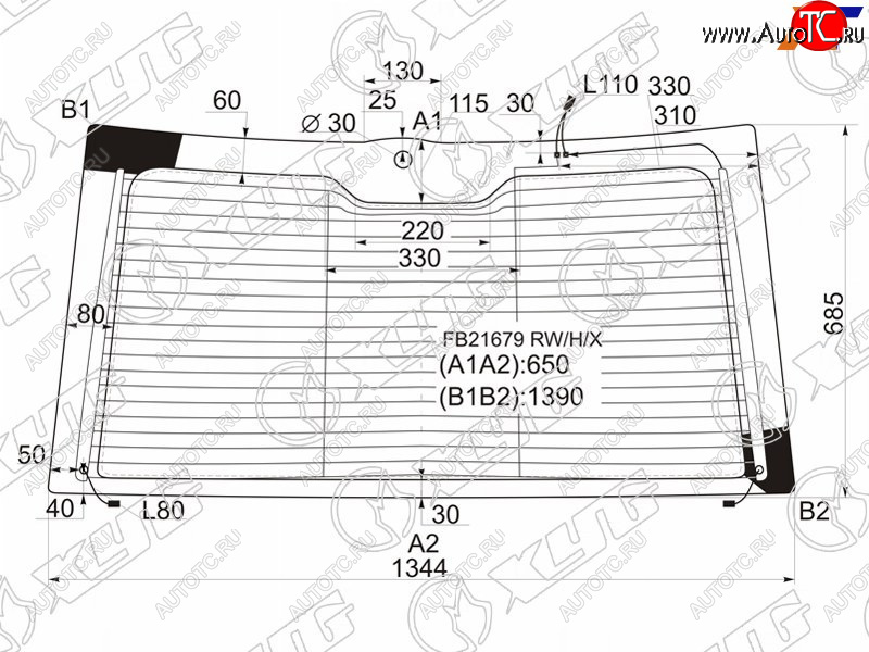 13 949 р. Стекло заднее (Цвет зеленый Обогрев Антенна) Land Rover Range Rover 02-12 XYG FB21679 RW/H/X  с доставкой в г. Пермь