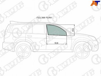3 079 р. Стекло боковое опускное (Спереди Справа Цвет зеленый) Great Wall Hover 05-10  Hover H3 10-16  Ho XYG FD21368 FD/RH  с доставкой в г. Пермь. Увеличить фотографию 1