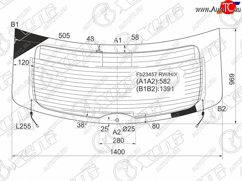 14 899 р. Стекло заднее (Цвет зеленый Обогрев Антенна) Mazda CX-9 07-15 XYG FB23457 RW/H/X  с доставкой в г. Пермь