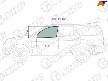 3 079 р. Стекло боковое опускное (Спереди Слева Цвет зеленый) Great Wall Hover 05-10  Hover H3 10-16  Hov XYG FD21369 FD/LH  с доставкой в г. Пермь. Увеличить фотографию 1