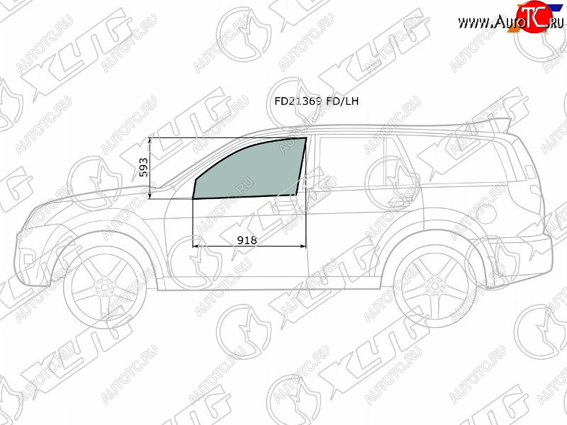 3 079 р. Стекло боковое опускное (Спереди Слева Цвет зеленый) Great Wall Hover 05-10  Hover H3 10-16  Hov XYG FD21369 FD/LH  с доставкой в г. Пермь