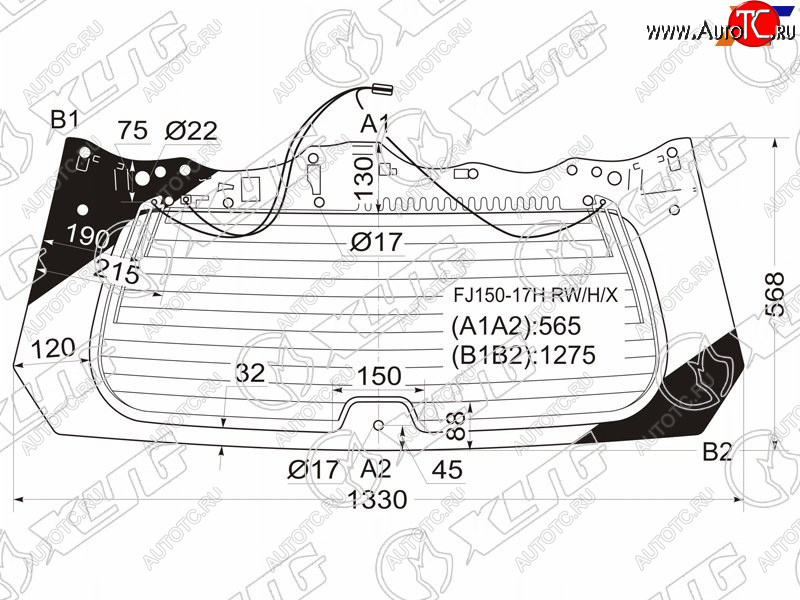 10 399 р. Стекло заднее (Цвет зеленый Обогрев) Toyota Land Cruiser Prado (J150) 09-24  Lexus GX 09-23 XYG FJ150-17H RW/H/X  с доставкой в г. Пермь