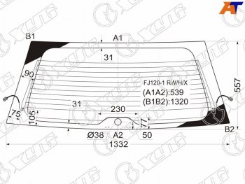 6 449 р. Стекло заднее (Цвет зеленый Обогрев) Toyota Land Cruiser Prado (J120) 02-09  Lexus GX 02-09 XYG FJ120-1 RW/H/X  с доставкой в г. Пермь. Увеличить фотографию 1