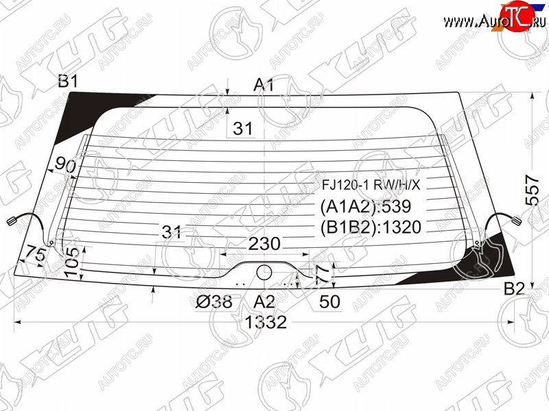 6 449 р. Стекло заднее (Цвет зеленый Обогрев) Toyota Land Cruiser Prado (J120) 02-09  Lexus GX 02-09 XYG FJ120-1 RW/H/X  с доставкой в г. Пермь