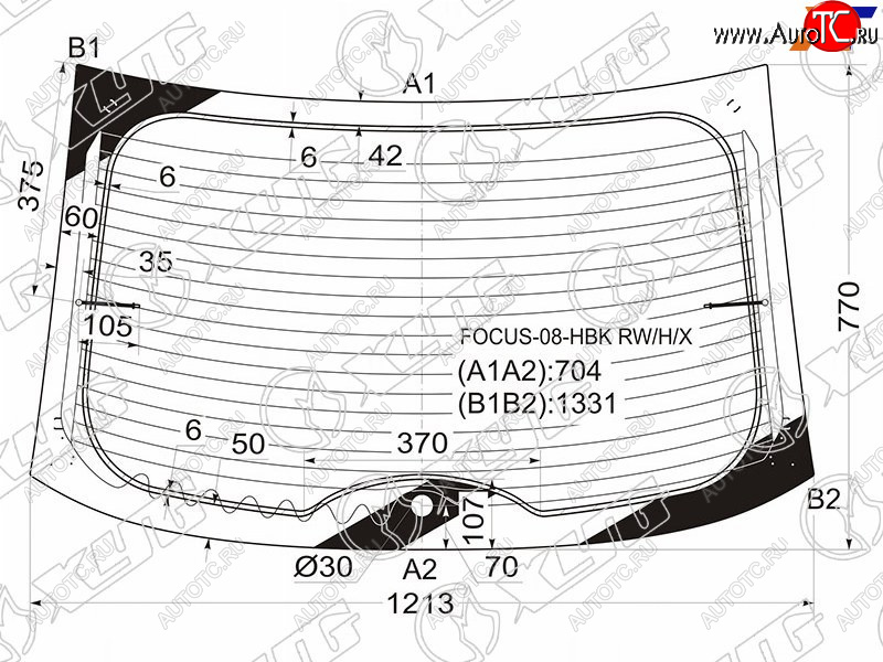 7 999 р. Стекло заднее (Цвет зеленый Обогрев 35D HBK) Ford Focus 07-11 XYG FOCUS-08-HBK RW/H/X  с доставкой в г. Пермь