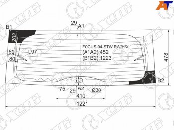 7 549 р. Стекло заднее (Цвет зеленый Обогрев) Ford Focus 04-11 XYG FOCUS-04-STW RW/H/X  с доставкой в г. Пермь. Увеличить фотографию 1
