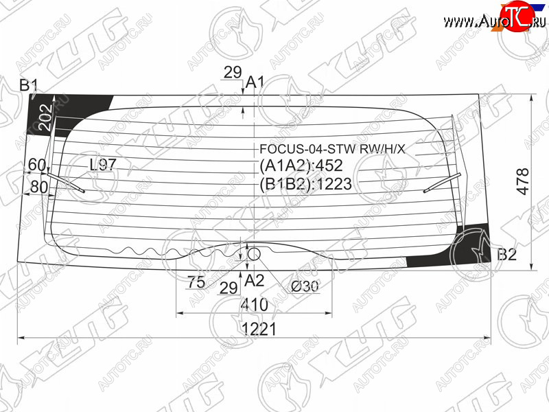 7 549 р. Стекло заднее (Цвет зеленый Обогрев) Ford Focus 04-11 XYG FOCUS-04-STW RW/H/X  с доставкой в г. Пермь