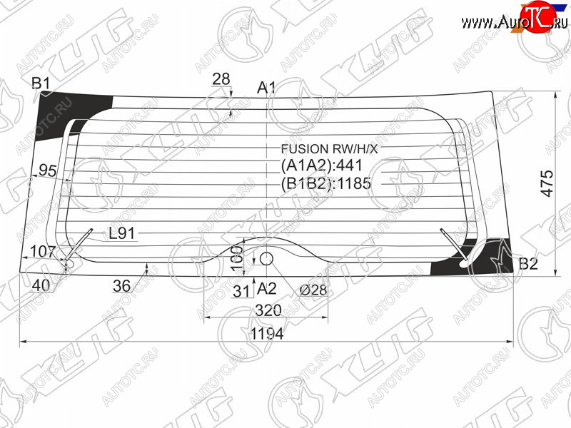 7 999 р. Стекло заднее (Цвет зеленый Обогрев) Ford Fusion 02-12 XYG FUSION RW/H/X  с доставкой в г. Пермь