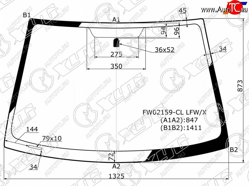 5 449 р. Стекло лобовое Toyota Vitz 99-05  Echo 99-05  Platz 99-05  Yaris 99-05 XYG FW02159-CL LFW/X  с доставкой в г. Пермь