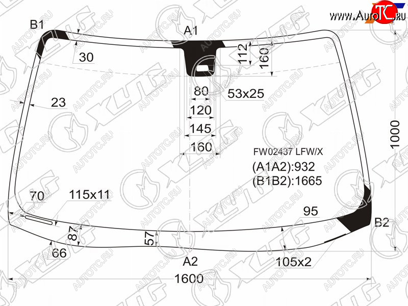 10 549 р. Стекло лобовое (Датчик дождя) Acura MDX 00-06  Honda MDX 03-06 XYG FW02437 LFW/X  с доставкой в г. Пермь