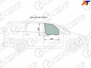 2 759 р. Стекло боковое опускное (Спереди Справа Цвет зеленый) Ford Galaxy 06-15 XYG GALAXY-06 FD/RH  с доставкой в г. Пермь. Увеличить фотографию 1