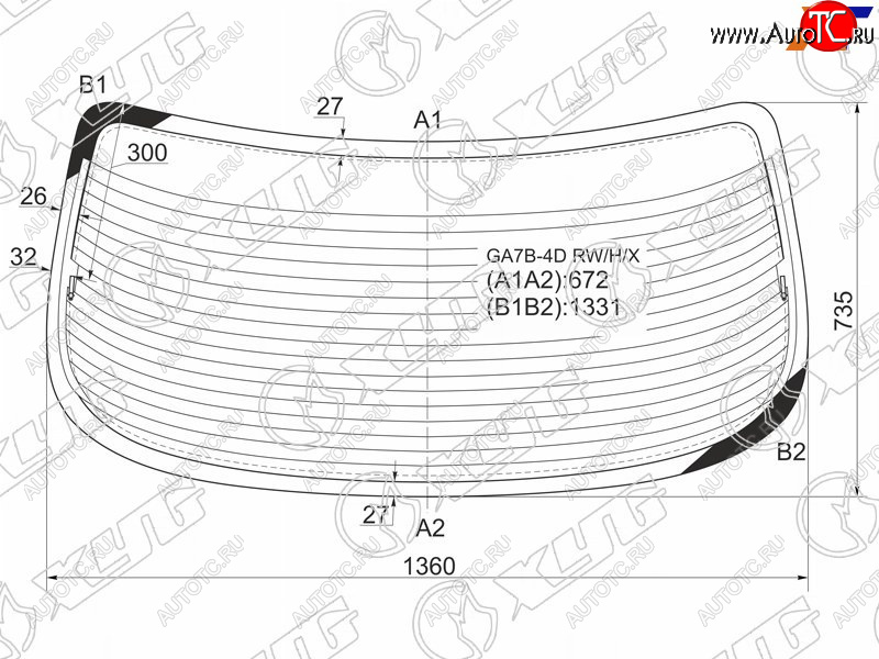 4 999 р. Стекло заднее (Цвет зеленый Обогрев 4D SED) Mazda 626 92-97  Cronos 91-95  Efini MS-6 91-94 XYG GA7B-4D RW/H/X  с доставкой в г. Пермь