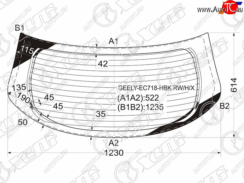 10 999 р. Стекло заднее (Цвет зеленый Обогрев) Geely Emgrand EC7 09-17 XYG GEELY-EC718-HBK RW/H/X  с доставкой в г. Пермь