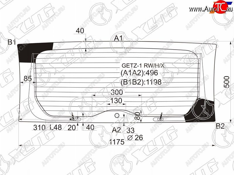 7 549 р. Стекло заднее (Цвет зеленый Обогрев) Hyundai Getz 02-11  Click 02-11 XYG GETZ-1 RW/H/X  с доставкой в г. Пермь