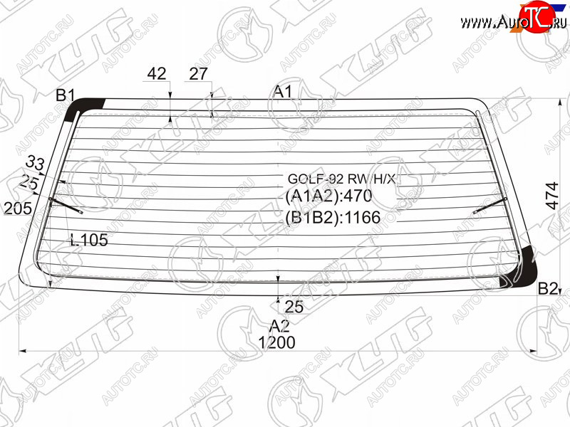 3 599 р. Стекло заднее (Цвет зеленый Обогрев) Volkswagen Golf 91-99 XYG GOLF-92 RW/H/X  с доставкой в г. Пермь