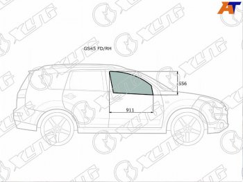 2 789 р. Стекло боковое опускное (Спереди Справа Цвет зеленый) Mitsubishi Outlander 05-12  Citroen C-Cross XYG GS45 FD/RH  с доставкой в г. Пермь. Увеличить фотографию 1
