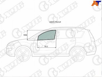 2 789 р. Стекло боковое опускное (Спереди Слева Цвет зеленый) Mitsubishi Outlander 05-12  Citroen C-Crosse XYG GS45 FD/LH  с доставкой в г. Пермь. Увеличить фотографию 1