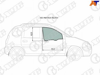 2 789 р. Стекло боковое опускное (Спереди Справа Цвет зеленый) Hyundai Lavita 01-07  Matrix 01-10 XYG HD-MATRIX FD/RH  с доставкой в г. Пермь. Увеличить фотографию 1