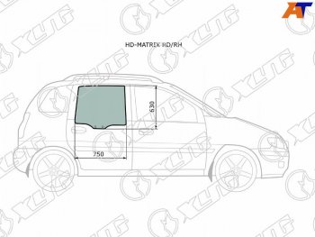 2 789 р. Стекло боковое опускное (Сзади Справа Цвет зеленый) Hyundai Lavita 01-07  Matrix 01-10 XYG HD-MATRIX RD/RH  с доставкой в г. Пермь. Увеличить фотографию 1