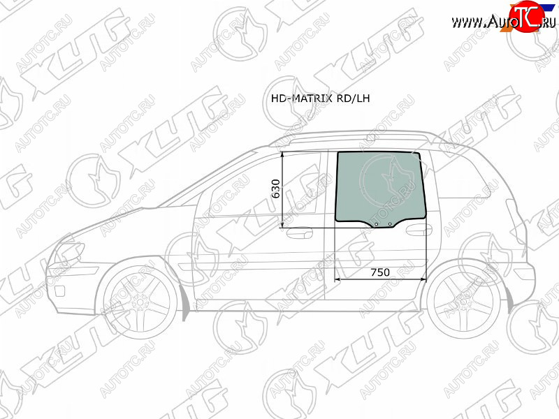 2 789 р. Стекло боковое опускное (Сзади Слева Цвет зеленый) Hyundai Lavita 01-07  Matrix 01-10             XYG HD-MATRIX RD/LH  с доставкой в г. Пермь