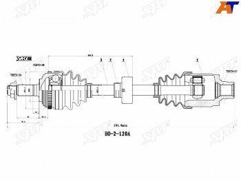 9 199 р. Привод в сборе FR LH HONDA CR-V RD1 96-99(без подвесного подшипника) SAT HO-5-120A  с доставкой в г. Пермь. Увеличить фотографию 1