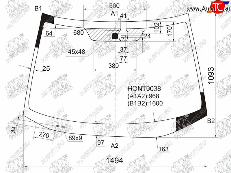 4 799 р. Стекло лобовое + дд HONDA CR-V 06-12                                                                 KMK HONT0038  с доставкой в г. Пермь