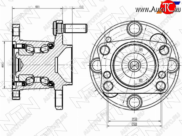 5 649 р. Ступичный узел задн. MAZDA DEMIO DE3FS, DE3AS, DE5FS 07-                                             NTN HUB350T-2  с доставкой в г. Пермь