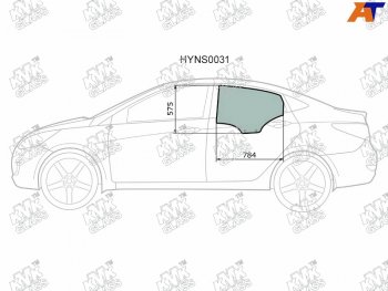 2 199 р. Стекло боковое опускное (Сзади Слева Цвет зеленый) Hyundai Solaris 10-17  Accent 11-17            KMK HYNS0031  с доставкой в г. Пермь. Увеличить фотографию 1