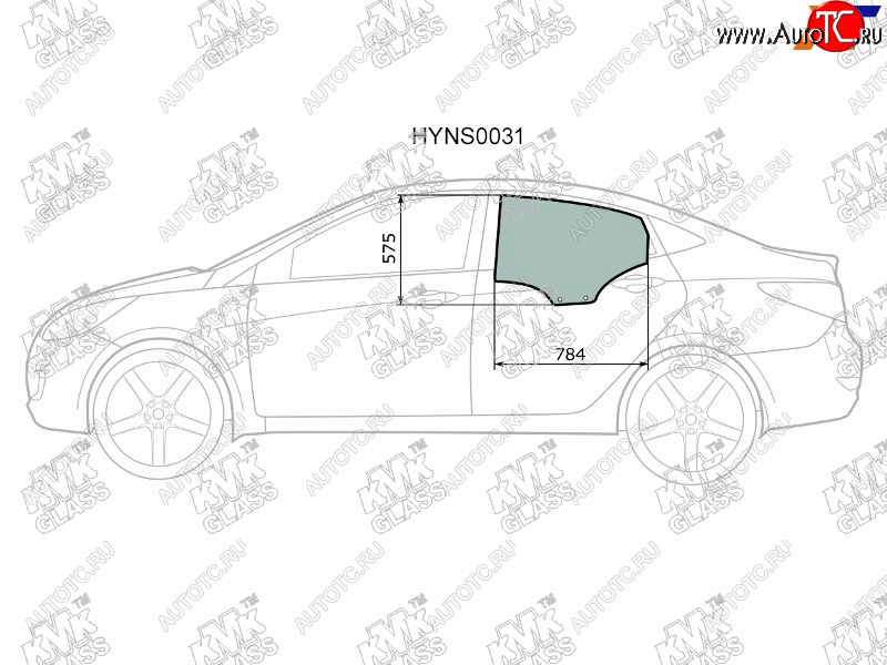 2 199 р. Стекло боковое опускное (Сзади Слева Цвет зеленый) Hyundai Solaris 10-17  Accent 11-17            KMK HYNS0031  с доставкой в г. Пермь