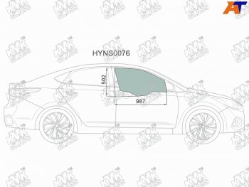 2 399 р. Стекло боковое опускное (Спереди Справа Цвет зеленый) Hyundai Solaris 17-20  Accent 17-22 KMK HYNS0076  с доставкой в г. Пермь. Увеличить фотографию 1