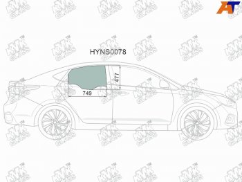 2 569 р. Стекло боковое опускное (Сзади Справа Цвет зеленый) Hyundai Solaris 17-20  Accent 17-22           KMK HYNS0078  с доставкой в г. Пермь. Увеличить фотографию 1