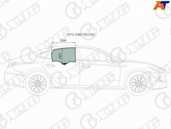 3 399 р. Стекло боковое опускное (Сзади Справа Цвет зеленый Крепления) Hyundai Sonata 19- XYG HYU-DN8 RD/RH  с доставкой в г. Пермь. Увеличить фотографию 1