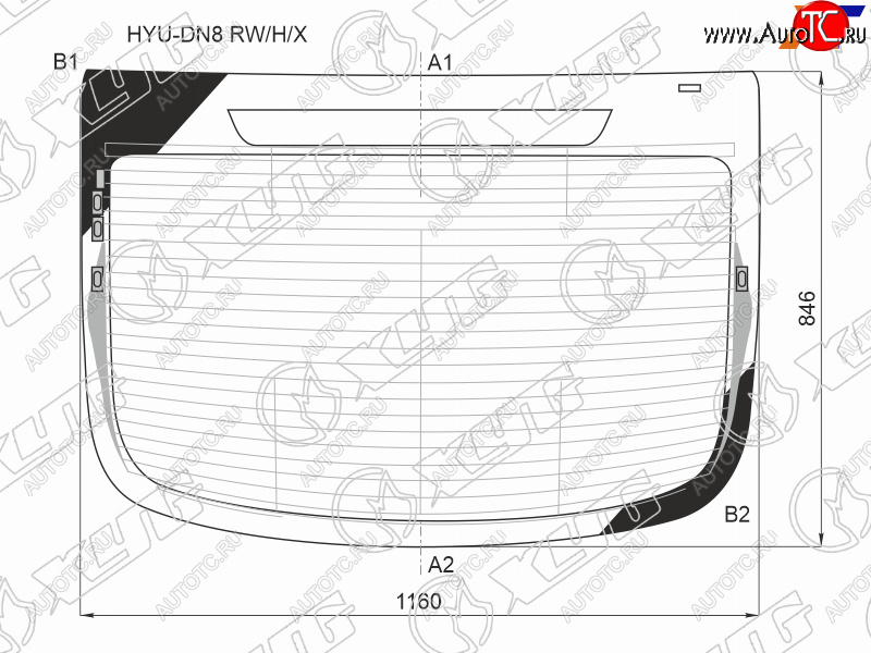 13 749 р. Стекло заднее (Цвет зеленый Обогрев Антенна) Hyundai Sonata 19-23 XYG HYU-DN8 RW/H/X  с доставкой в г. Пермь