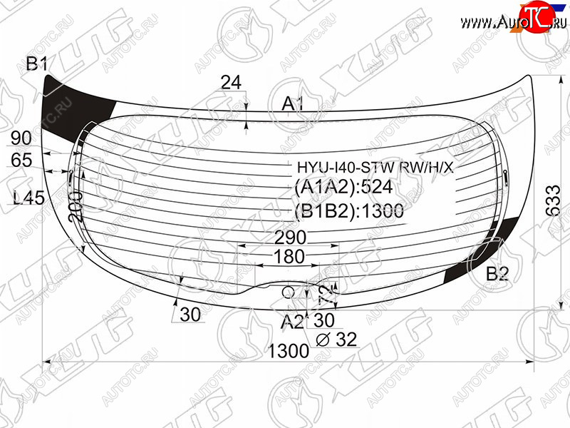 14 999 р. Стекло заднее (Цвет зеленый Обогрев 5D WGN) Hyundai i40 11-17 XYG HYU-I40-STW RW/H/X  с доставкой в г. Пермь