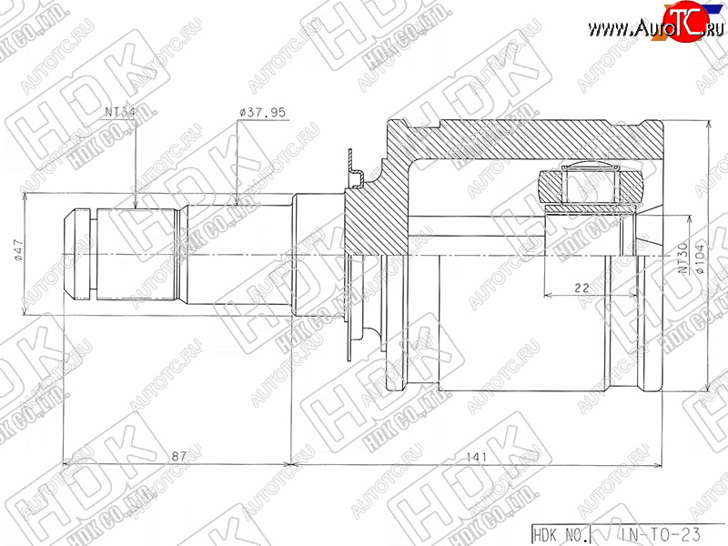 8 749 р. Шрус внутренний TOYOTA LAND CRUISER 200 2UZFE1VDFTV 07- HDK IN-TO-23  с доставкой в г. Пермь