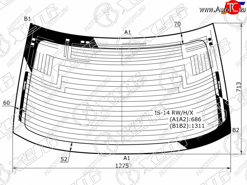 10 249 р. Стекло заднее (Цвет зеленый Обогрев Антенна) Lexus IS 13-20 XYG IS-14 RW/H/X  с доставкой в г. Пермь